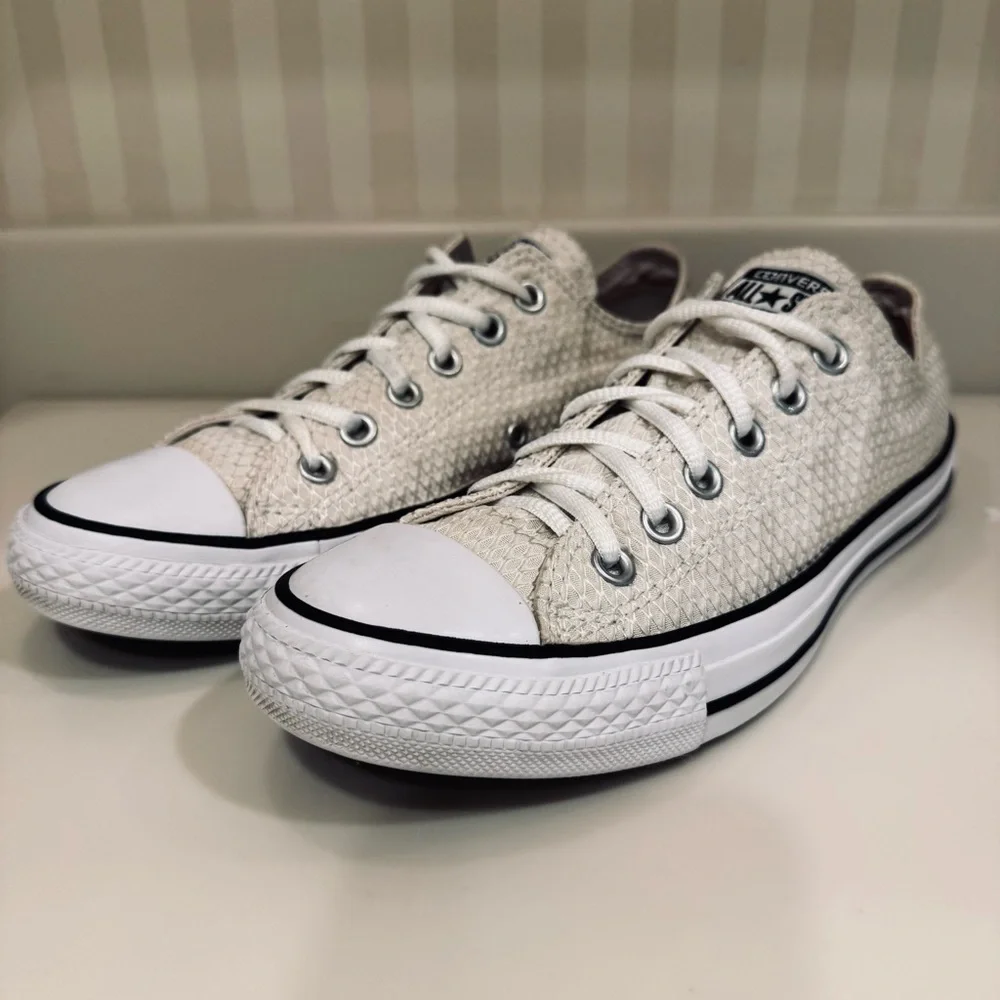 Converse Cream Waffle Print Textile Sneakers - Picture 4 of 16